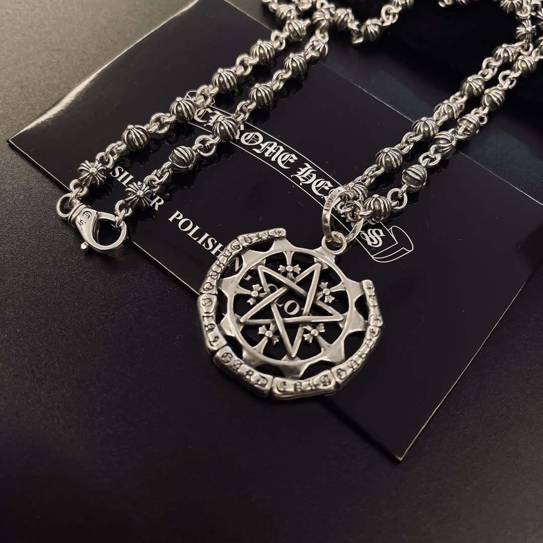 Chrome Hearts Silver Pentagram Pendant Necklace